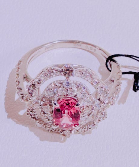 あるまじろ様 8880 PT950パパらチアサファイア1.04ct/ダイヤ0.41ctリング #15