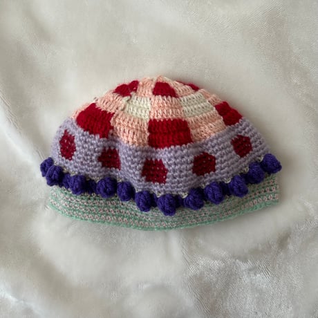 【手編み帽子】ドット帽
