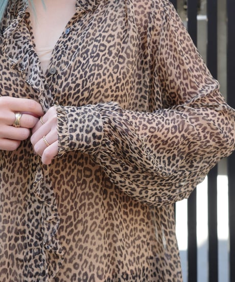 deadstock J.CREW leopard sheer frill shirt and camisole top