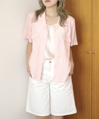1980s Shapely baby pink open collar shirt