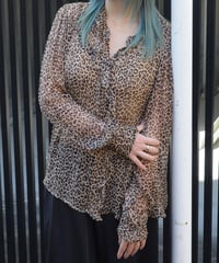 deadstock J.CREW leopard sheer frill shirt and camisole top