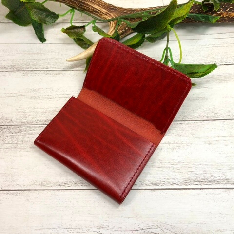 【オーダーメイド】名刺入れ　ルガトショルダー　手縫い　キャンモア 名刺入れ ルガトショルダー レッド | インパルス レザーワークス