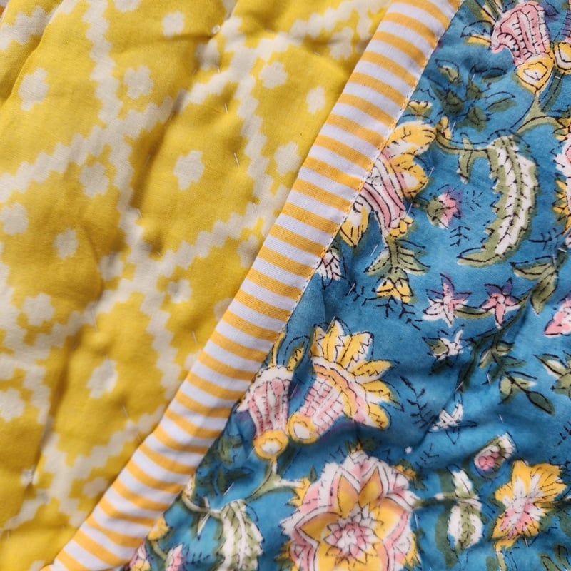 Msizeブロックプリントキルト ブロックプリントふかふかキルト | Ethnic Life mui