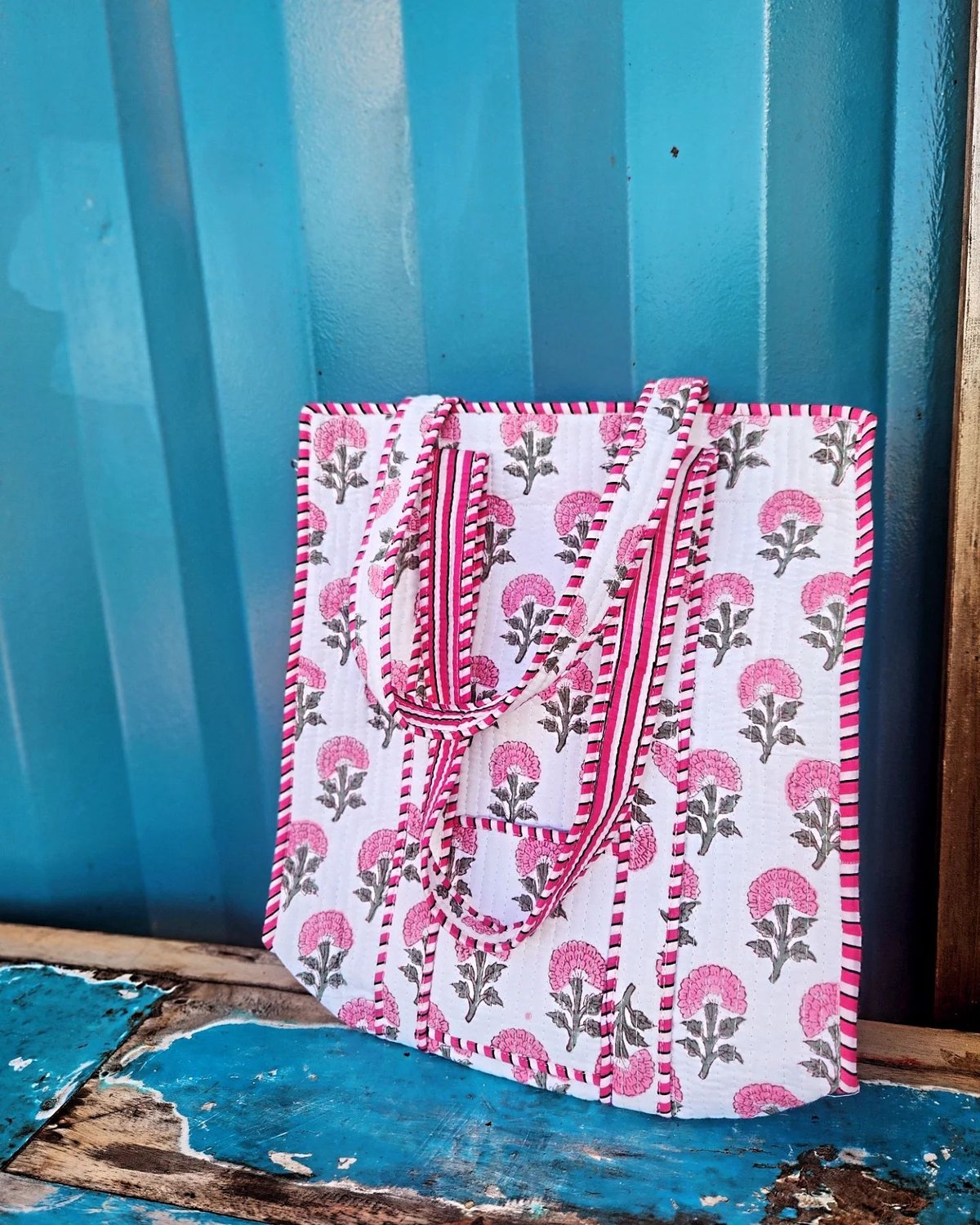 muiオリジナル】ブロックプリントキルトトートバッグ | Ethnic