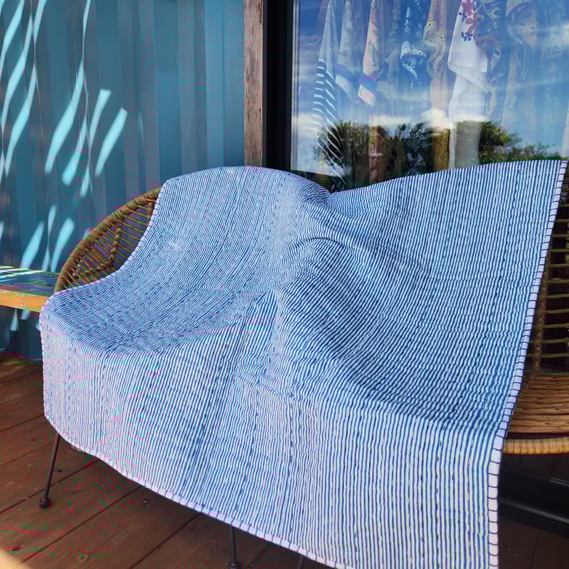 ブロックプリントキルト（うさぎさん／裏生地ストライプ） | Ethnic