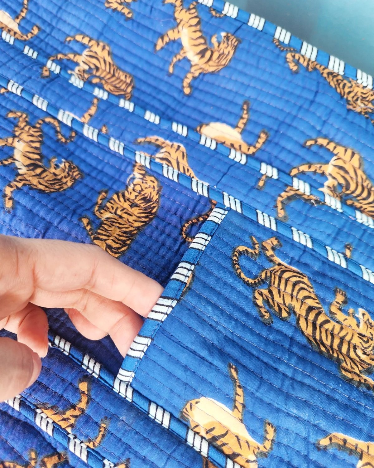 muiオリジナル】ブロックプリントキルトトートバッグ | Ethnic