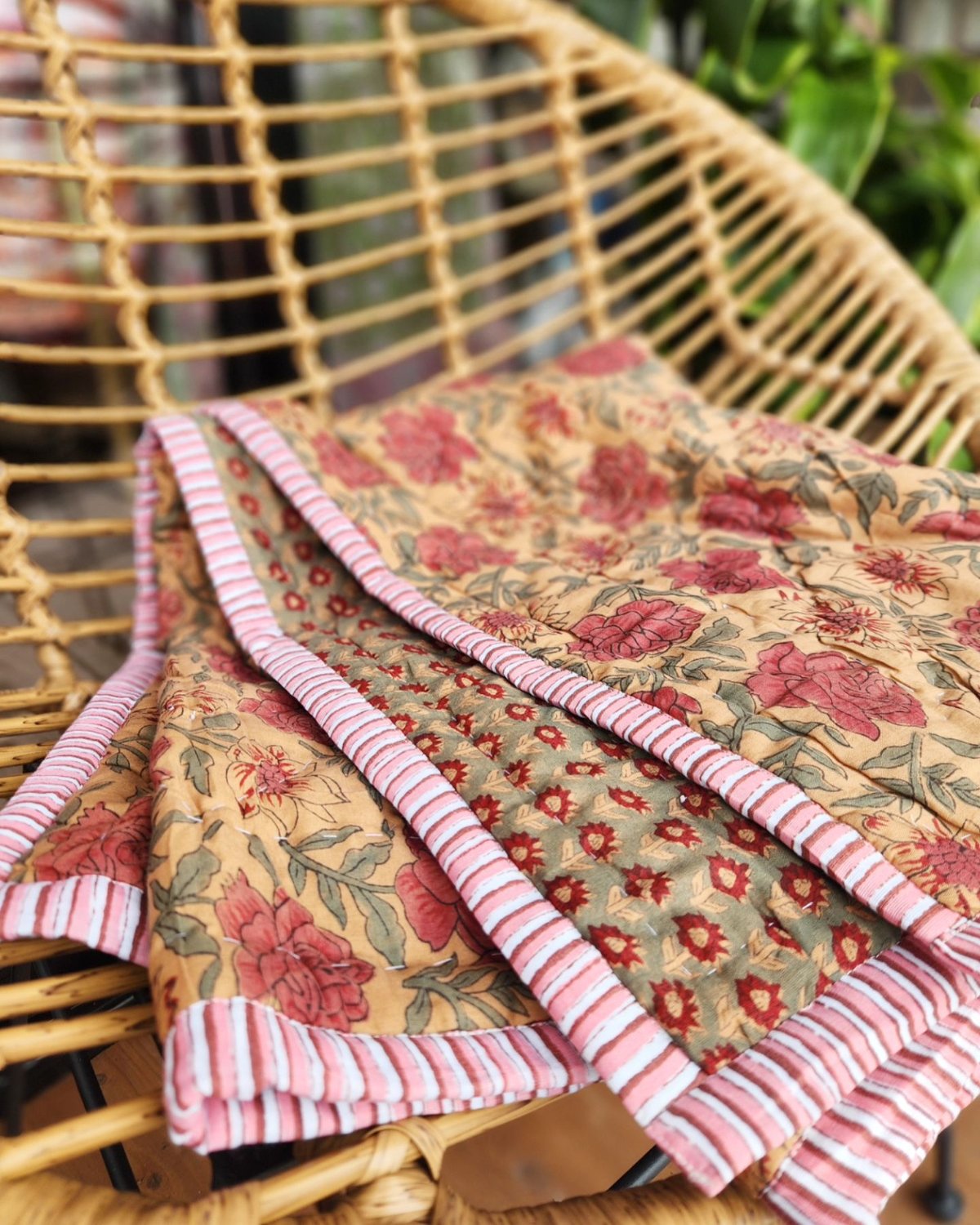 Msizeブロックプリントキルト ブロックプリントふかふかキルト | Ethnic Life mui