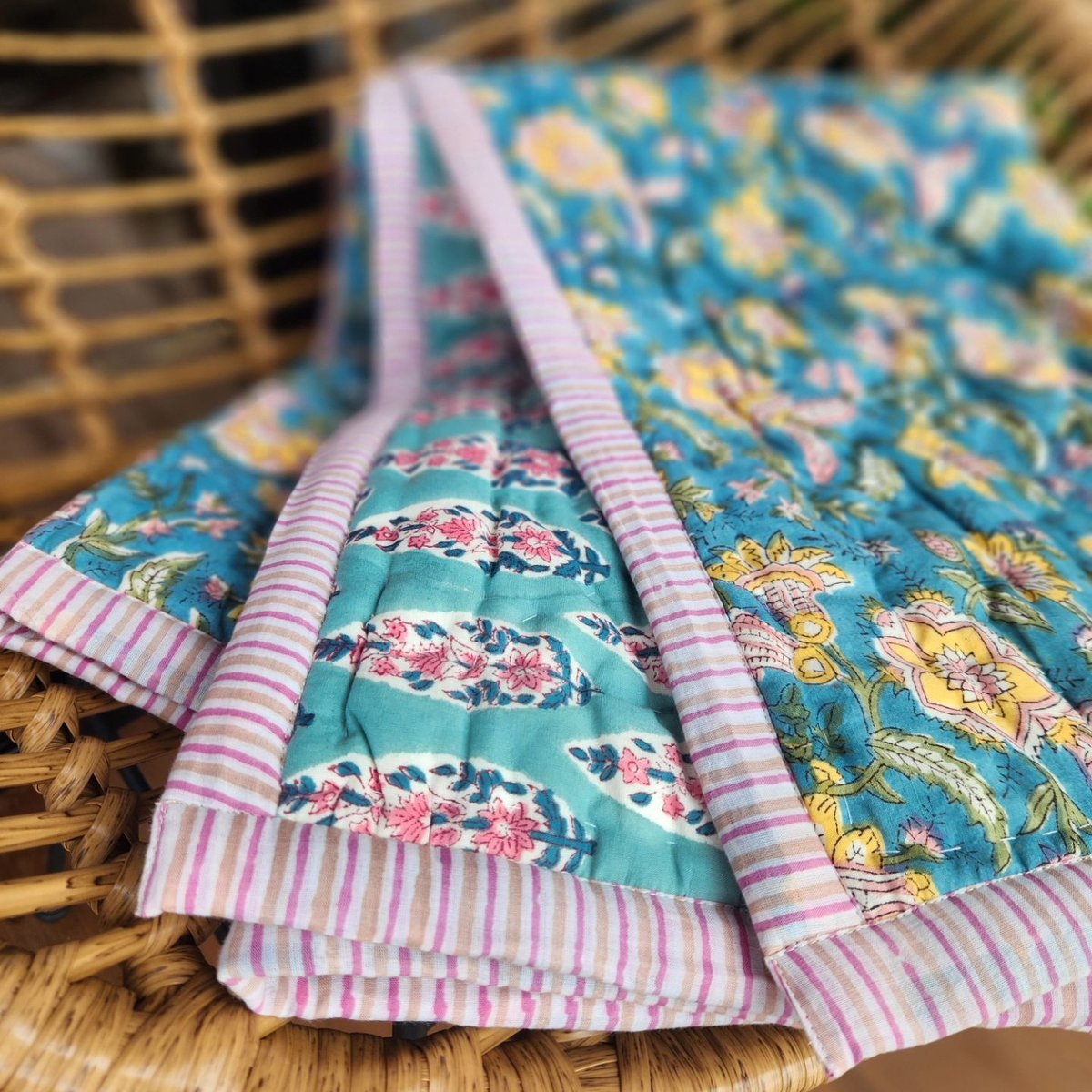 Msizeブロックプリントキルト ブロックプリントふかふかキルト | Ethnic Life mui
