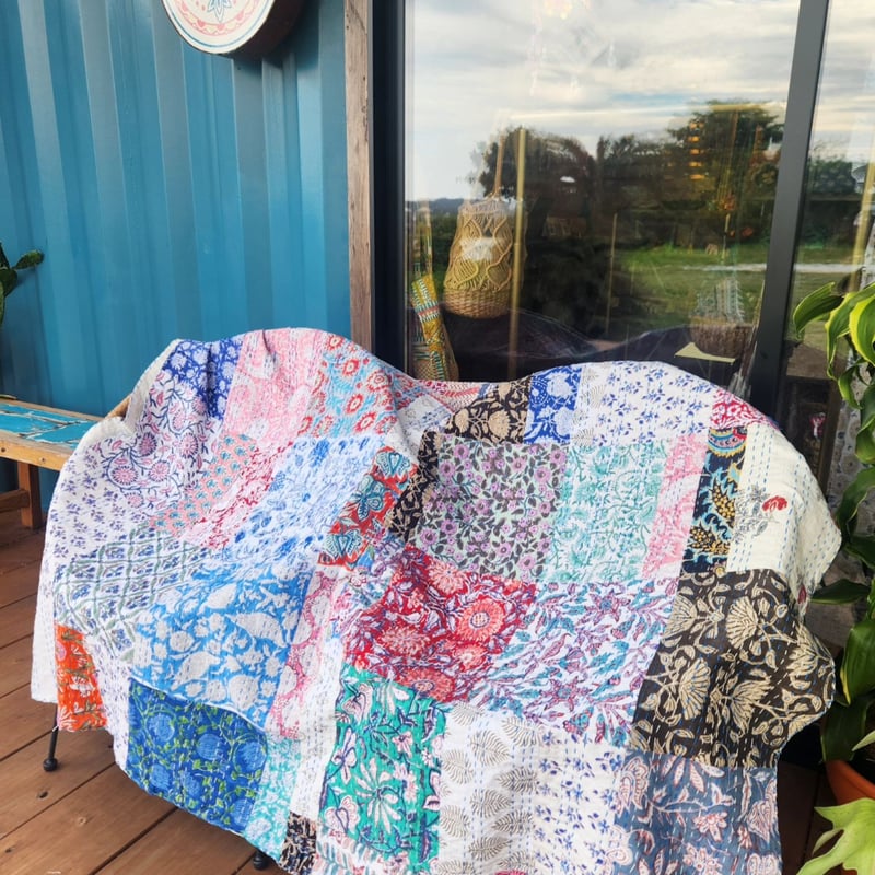 ブロックプリントパッチワークキルト | Ethnic Life mui ブロックプリントパッチワークキルト | Ethnic Life mui