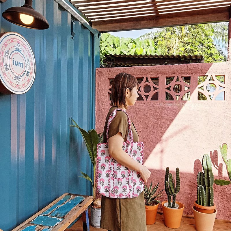 muiオリジナル】ブロックプリントキルトトートバッグ | Ethnic Life mui