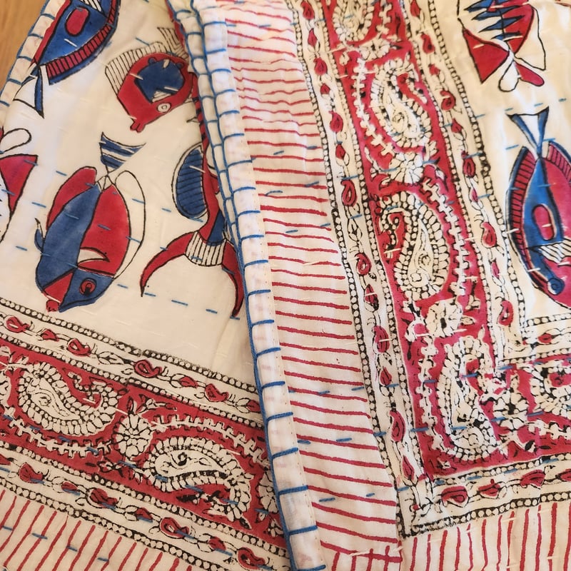ブロックプリントキルト（お魚柄） | Ethnic Life mui