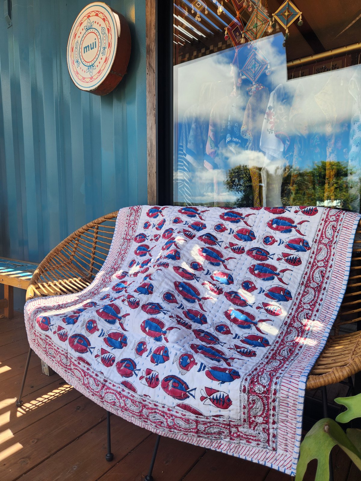 ブロックプリントキルト（お魚柄） | Ethnic Life mui