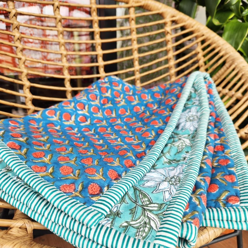 ブロックプリントふかふかキルト | Ethnic Life mui ブロックプリントふかふかキルト | Ethnic Life mui