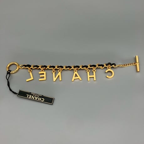 CHANEL (シャネル) ヴィンテージ ロゴ レザー ブレスレット