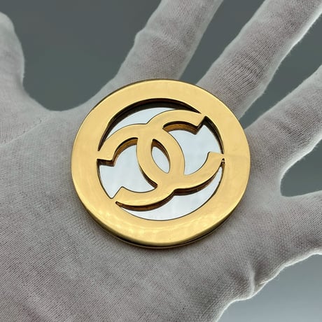 CHANEL (シャネル) ヴィンテージ デカココ ココマーク ミラー ラウンド ブローチ