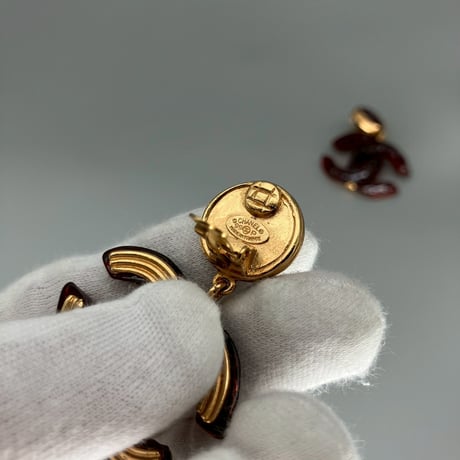 CHANEL (シャネル) ヴィンテージ グリポア カラーストーン デカココ ココマーク スイング イヤリング