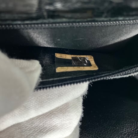 CHANEL (シャネル) ヴィンテージ クロコ がま口 ココマーク ハンドバッグ