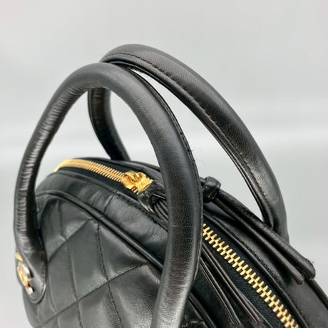CHANEL (シャネル) ヴィンテージ パリ限定 マトラッセ ココマーク ラムスキン ハンドバッグ