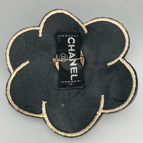 CHANEL (シャネル) ヴィンテージ ココマーク カメリア ブラック ブローチ