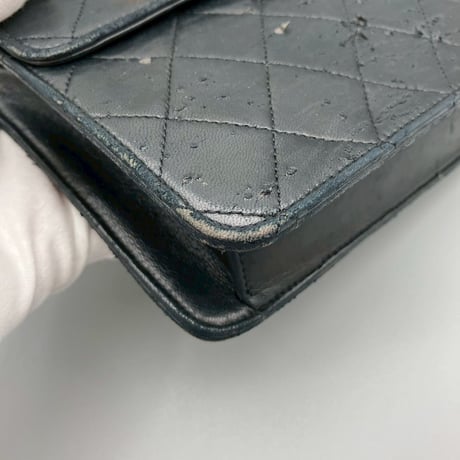 CHANEL (シャネル) ヴィンテージ ダブルターンロック ココマーク ラムスキン ハンドバッグ ショルダーバッグ