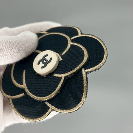 CHANEL (シャネル) ヴィンテージ ココマーク カメリア ブラック ブローチ
