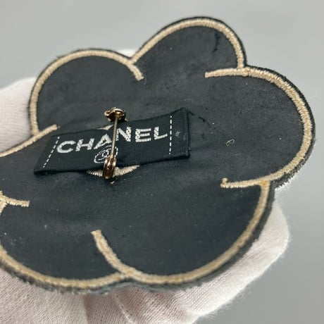 CHANEL (シャネル) ヴィンテージ ココマーク カメリア ブラック ブローチ