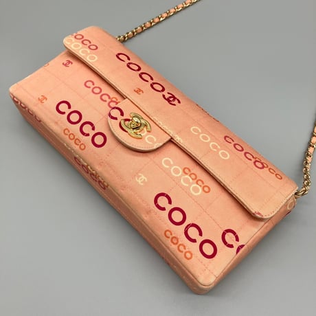 CHANEL (シャネル) ヴィンテージ チョコバー キャンバス ココマーク COCO ターンロック ショルダーバッグ