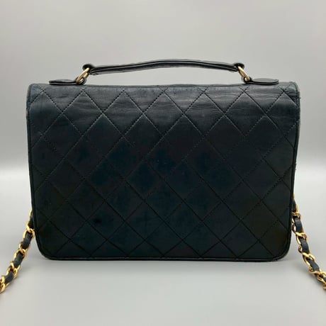 CHANEL (シャネル) ヴィンテージ ダブルターンロック ココマーク ラムスキン ハンドバッグ ショルダーバッグ