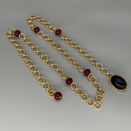 CHANEL (シャネル) ヴィンテージ カラーストーン グリポア チェーンベルト
