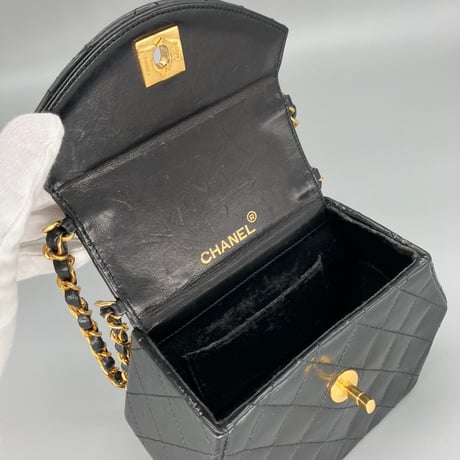 CHANEL (シャネル) ヴィンテージ ミニマトラッセ ターンロック ココマーク ダブルチェーン ショルダーバッグ