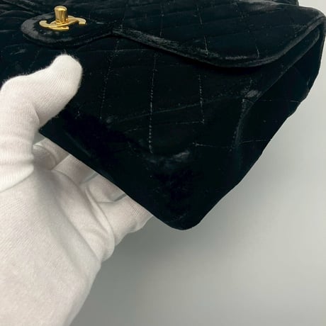 CHANEL (シャネル) ヴィンテージ ベロア ターンロック ココマーク 親子バッグ ハンドバッグ
