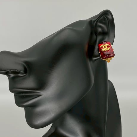 CHANEL (シャネル) ヴィンテージ カラーストーン グリポア ココマーク イヤリング