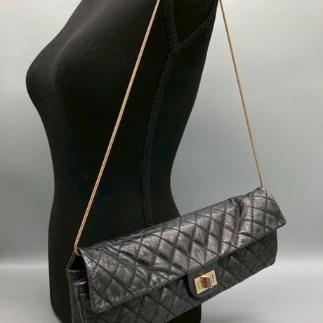 CHANEL (シャネル) ヴィンテージ マトラッセ 2.55 ミラー ロングショルダーバッグ