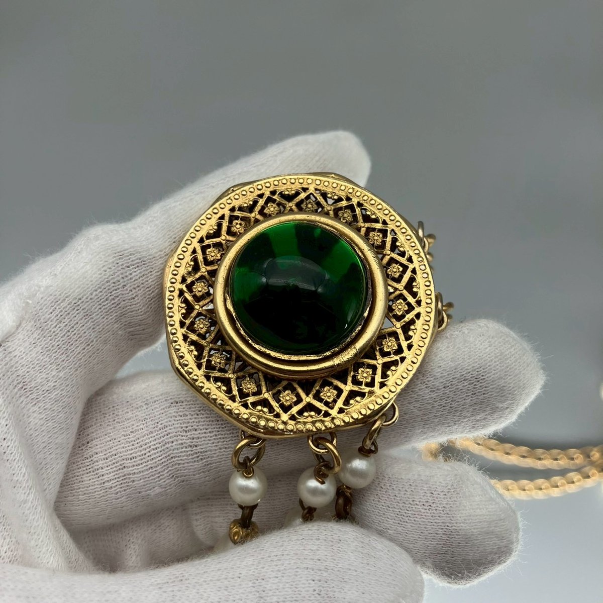 CHANEL (シャネル) ヴィンテージ カラーストーン グリポア パール