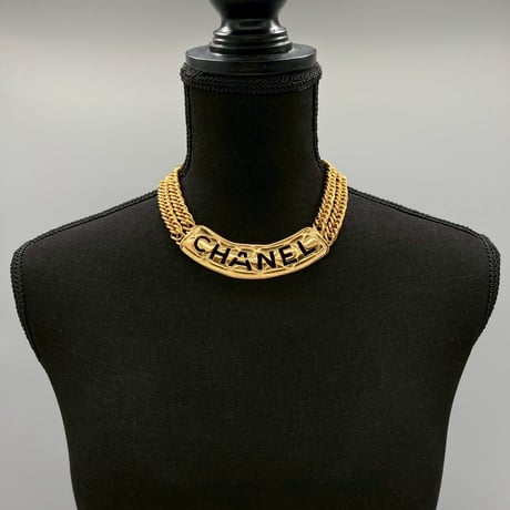 CHANEL (シャネル) ヴィンテージ ビッグロゴ 2連チェーン ネックレス チョーカー