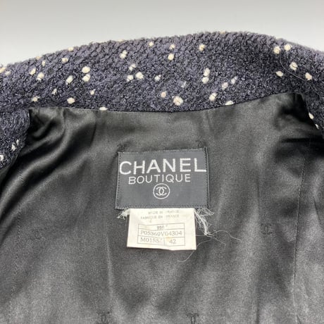 CHANEL (シャネル) ヴィンテージ 水玉 ココボタン ツイード ジャケット