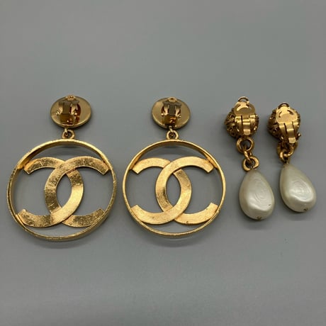 CHANEL (シャネル) ヴィンテージ ココマーク パール イヤリング ネックレス 3点セット