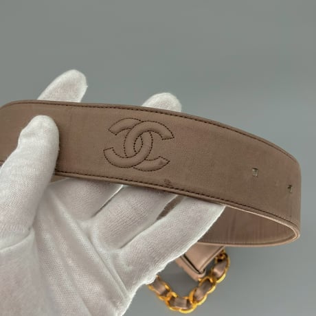 CHANEL (シャネル) ヴィンテージ ラムスキン ココマーク ロゴ ベルト