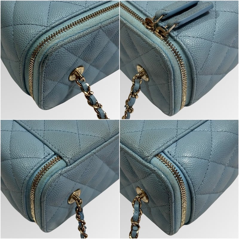 CHANEL/シャネル/キャビアスキン/スモールバニティ/ブルー CHANEL/シャネル/キャビアスキン/スモールバニティ/ブルー