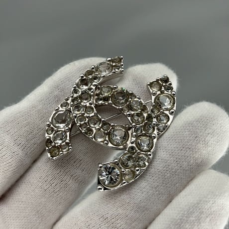 CHANEL (シャネル) ヴィンテージ ココマーク ラインストーン ブローチ