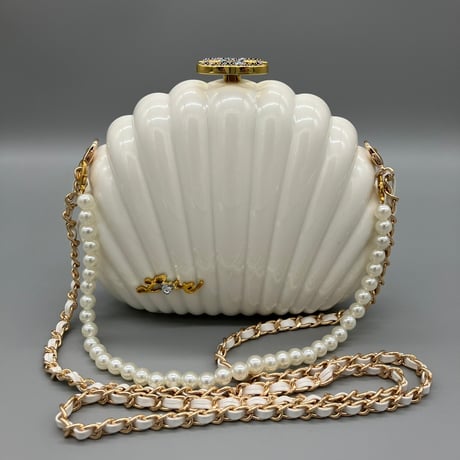 CHANEL (シャネル) ヴィンテージ アメリカ独立記念日 エアライン VIP限定ノベルテ シェル ココマーク ラインストーン ショルダーバッグ