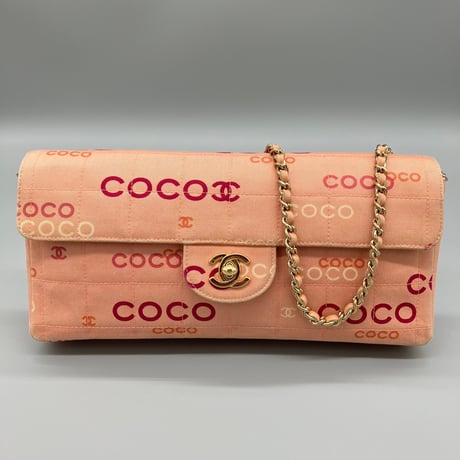 CHANEL (シャネル) ヴィンテージ チョコバー キャンバス ココマーク COCO ターンロック ショルダーバッグ