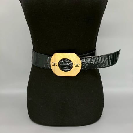 CHANEL (シャネル) ヴィンテージ ココマーク パテントレザー エナメル ベルト