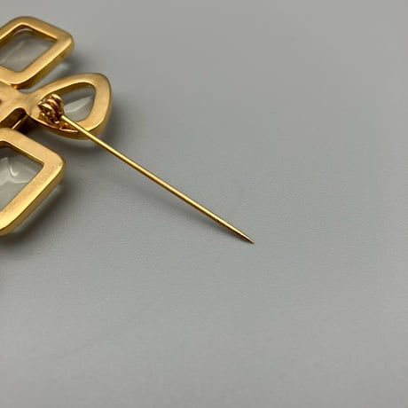 CHANEL (シャネル) ヴィンテージ カラーストーン グリポア クリア ココマーク ブローチ