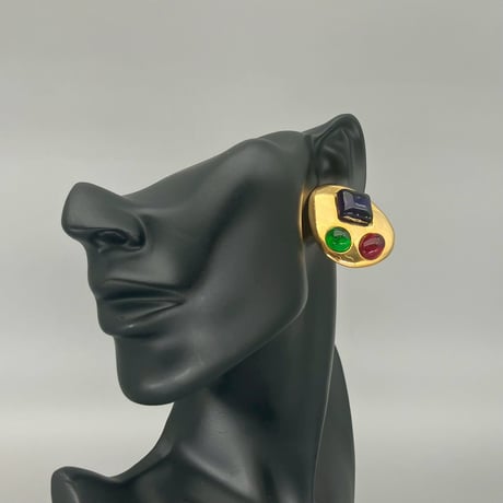 CHANEL (シャネル) ヴィンテージ カラーストーン グリポア イヤリング