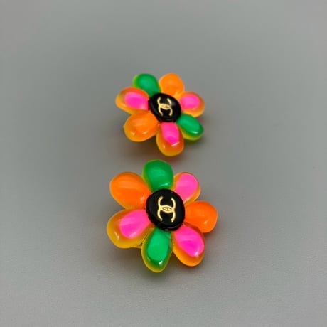 CHANEL (シャネル) ヴィンテージ ココマーク フラワー マルチカラー イヤリング