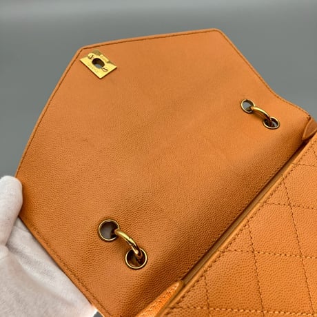 CHANEL (シャネル) ヴィンテージ マトラッセ キャビアスキン ターンロック ココマーク ハンドバッグ