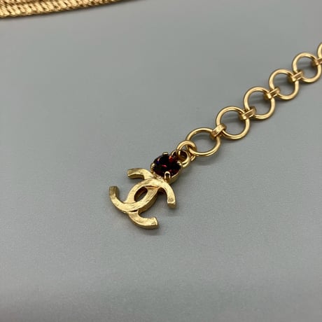 CHANEL (シャネル) ヴィンテージ カラーストーン グリポア パール ココマーク ネックレス