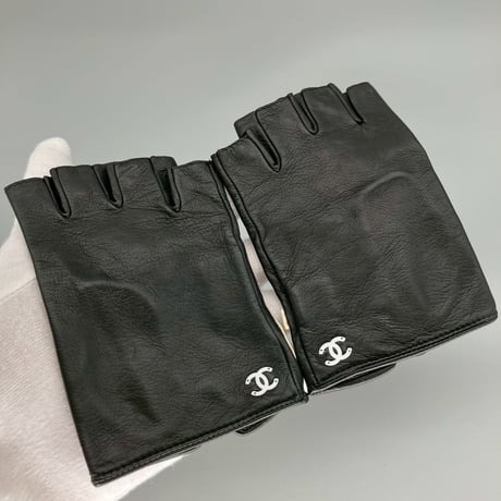 CHANEL (シャネル) ヴィンテージ ロゴ ココマーク レザー 手袋 グローブ