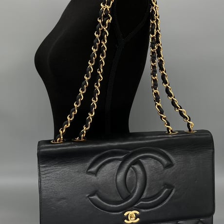 CHANEL (シャネル) ヴィンテージ デカマトラッセ34 ターンロック ダブルチェーン ショルダーバッグ